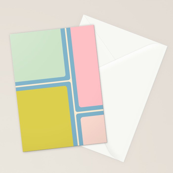 Minimal Geometrics Baby Blue Pink Lime Pastel Pattern Stationery Card Gallery Image 2