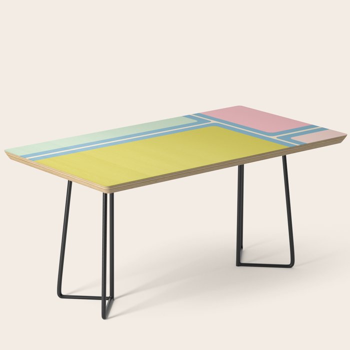 Minimal Geometrics Baby Blue Pink Lime Pastel Pattern Coffee Table Gallery Image 1