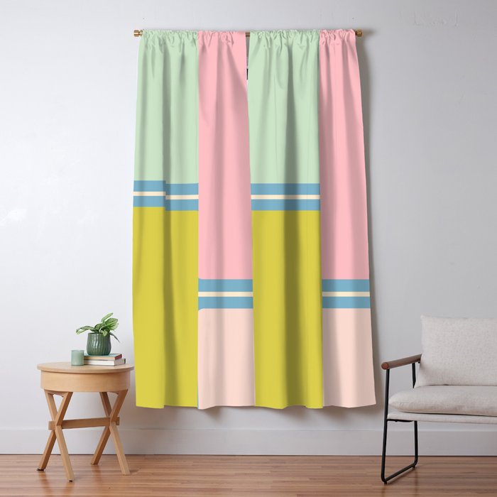 Minimal Geometrics Baby Blue Pink Lime Pastel Pattern Window Curtain Gallery Image 5