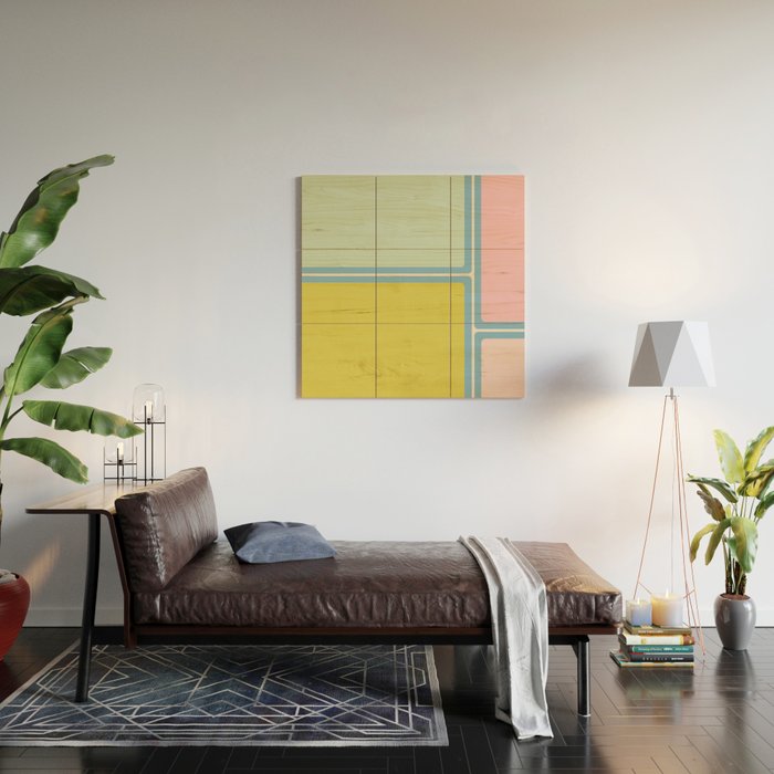 Minimal Geometrics Baby Blue Pink Lime Pastel Pattern Wood Wall Art Gallery Image 2