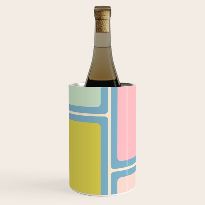 Minimal Geometrics Baby Blue Pink Lime Pastel Pattern Wine Chiller Gallery Image 3