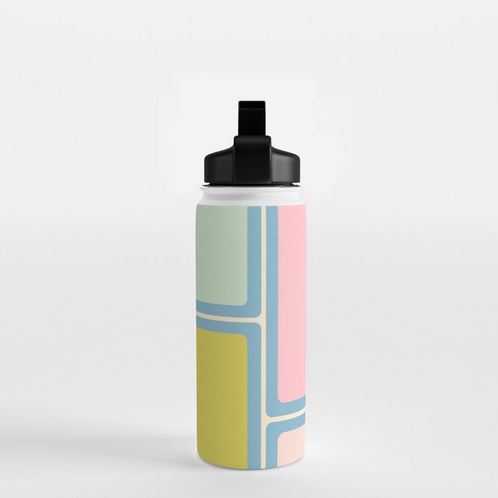 Minimal Geometrics Baby Blue Pink Lime Pastel Pattern Water Bottle Gallery Image 2