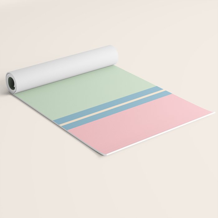 Minimal Geometrics Baby Blue Pink Lime Pastel Pattern Yoga Mat Gallery Image 2