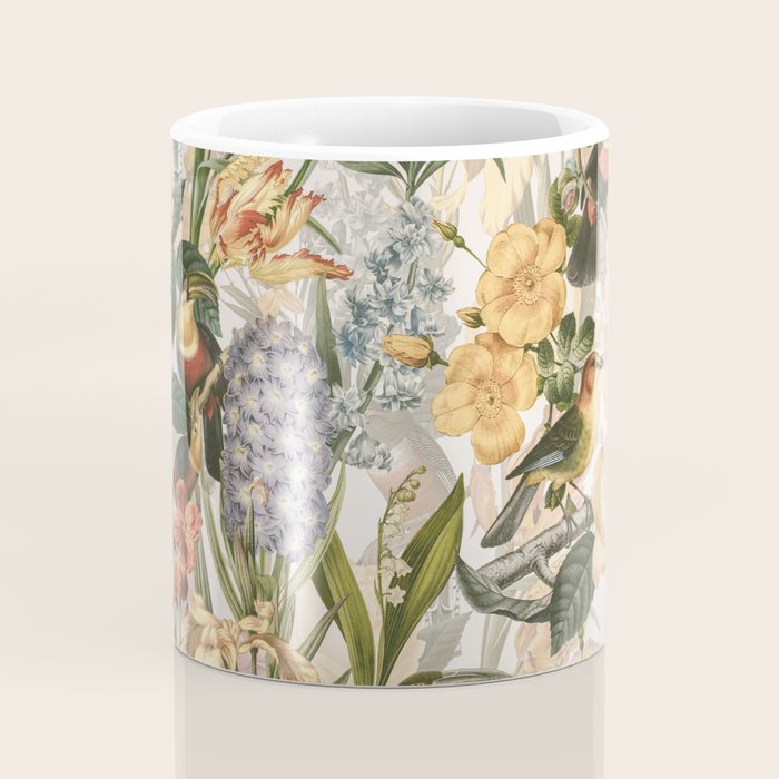 Vintage Tropical Flower And Bird Garden Coffee Mug Gallery Image 4