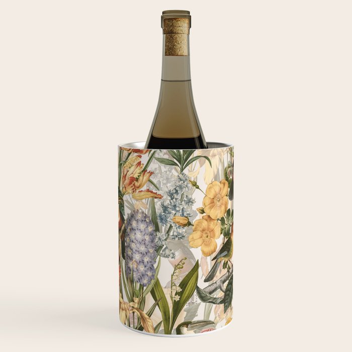 Vintage Tropical Flower And Bird Garden Wine Chiller Gallery Image 1