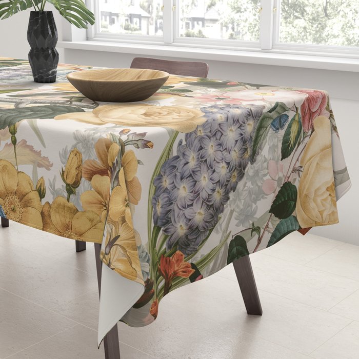 Vintage Tropical Flower And Bird Garden Tablecloth Gallery Image 3