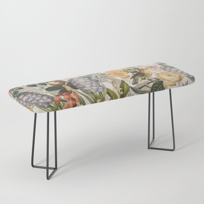 Vintage Tropical Flower And Bird Garden Bench Gallery Image 1
