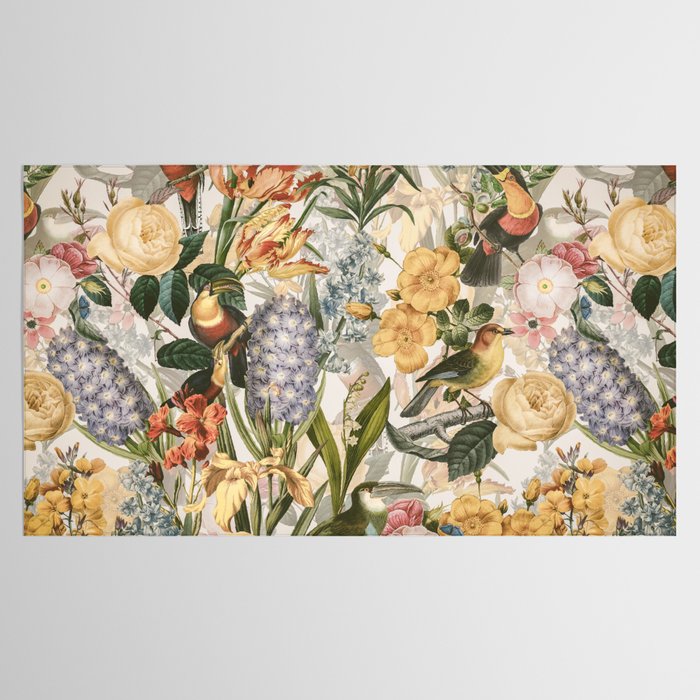 Vintage Tropical Flower And Bird Garden Tablecloth Gallery Image 2