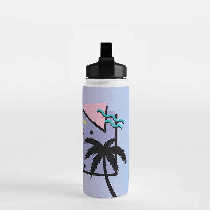 Memphis Pattern 25 - Miami Vice / 80s Retro / Palm Tree Water Bottle Gallery Image 2