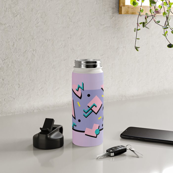 Memphis Pattern 25 - Miami Vice / 80s Retro / Palm Tree Water Bottle Gallery Image 4