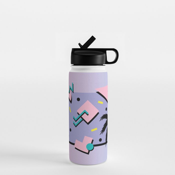 Memphis Pattern 25 - Miami Vice / 80s Retro / Palm Tree Water Bottle Gallery Image 1