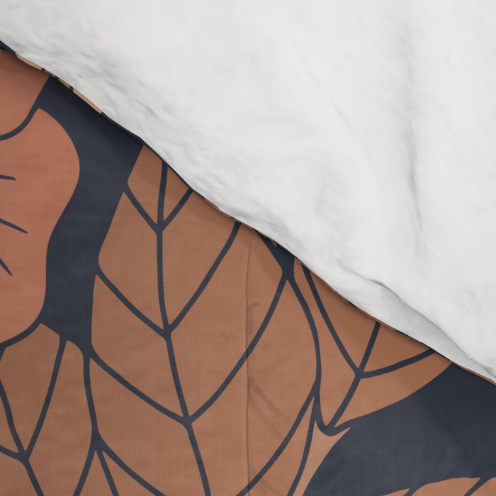 Peach, Dusty Rose, Mauve & Blue-Gray Floral Pattern Comforter Gallery Image 4