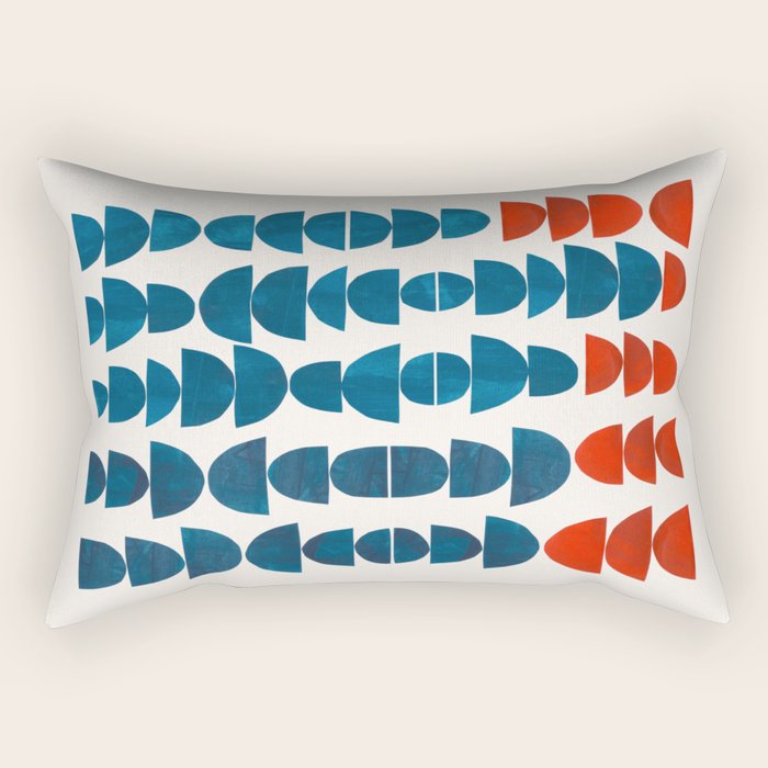 Teal Jewels Minimalist Minimal Abstract Mid Century Modern Paper Collage Shapes Rectangular Pillow Gallery Image 1