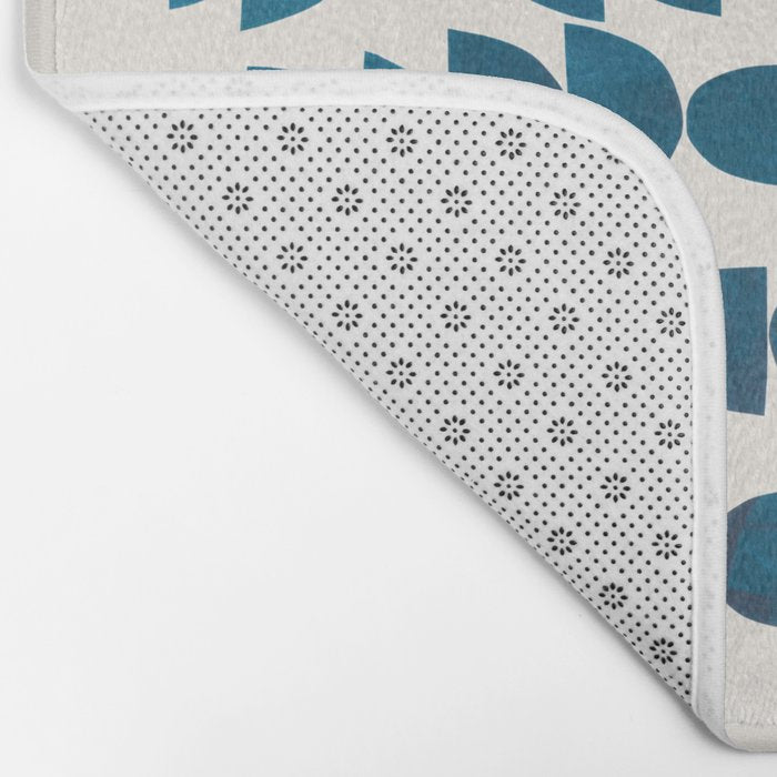 Teal Jewels Minimalist Minimal Abstract Mid Century Modern Paper Collage Shapes Bath Mat Gallery Image 2
