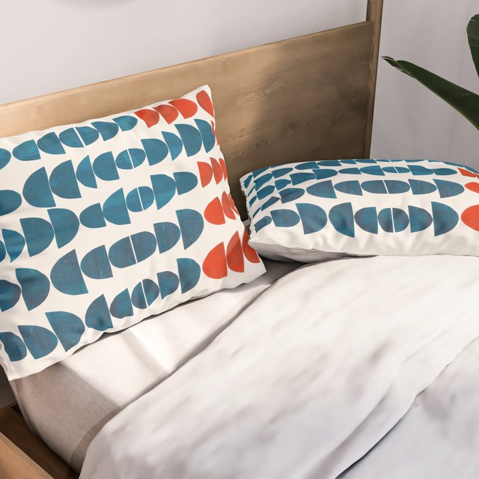 Teal Jewels Minimalist Minimal Abstract Mid Century Modern Paper Collage Shapes Pillow Sham Gallery Image 2