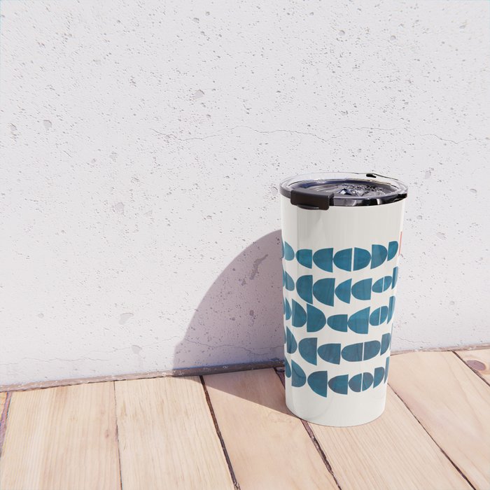 Teal Jewels Minimalist Minimal Abstract Mid Century Modern Paper Collage Shapes Travel Mug Gallery Image 4