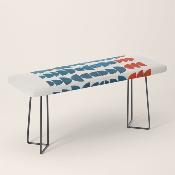 Teal Jewels Minimalist Minimal Abstract Mid Century Modern Paper Collage Shapes Bench Gallery Image 1