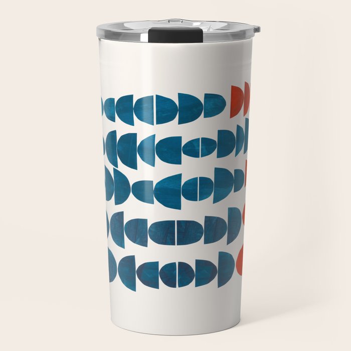 Teal Jewels Minimalist Minimal Abstract Mid Century Modern Paper Collage Shapes Travel Mug Gallery Image 1
