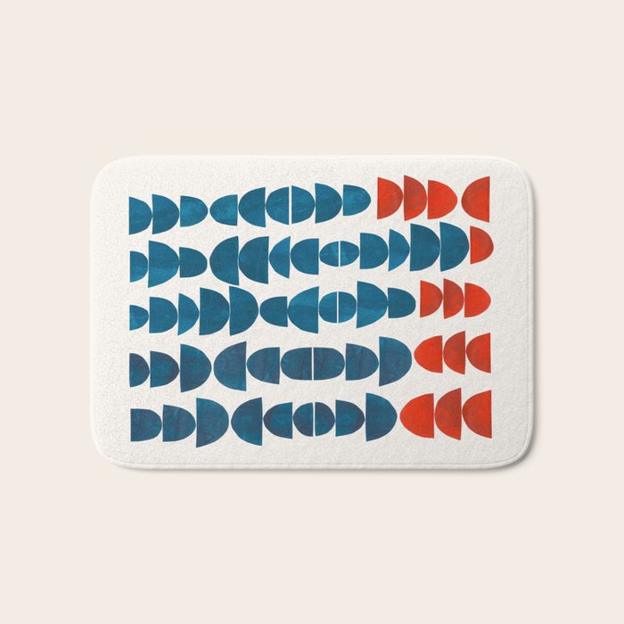 Teal Jewels Minimalist Minimal Abstract Mid Century Modern Paper Collage Shapes Bath Mat Gallery Image 1