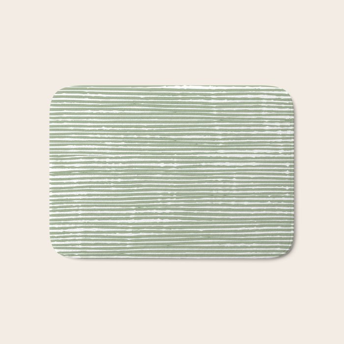 Abstract Stripes, Sage Green, Boho Wall Art Bath Mat Gallery Image 1