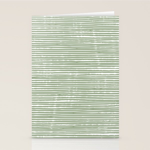 Abstract Stripes, Sage Green, Boho Wall Art Stationery Card Gallery Image 1