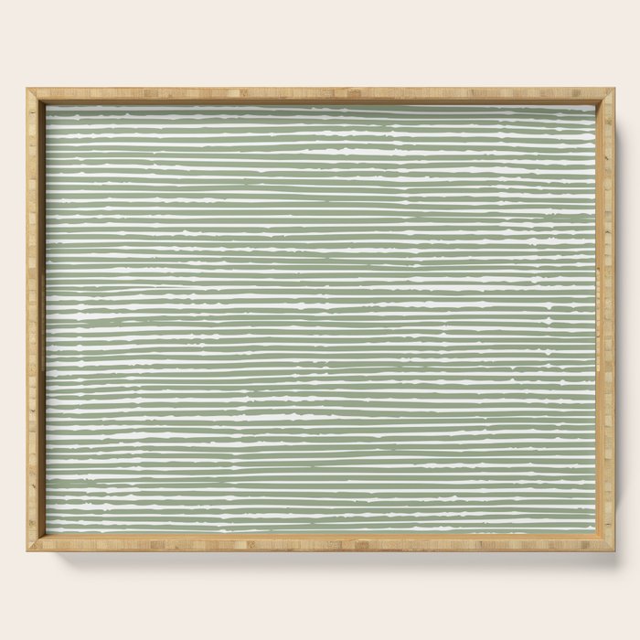 Abstract Stripes, Sage Green, Boho Wall Art Serving Tray Gallery Image 1