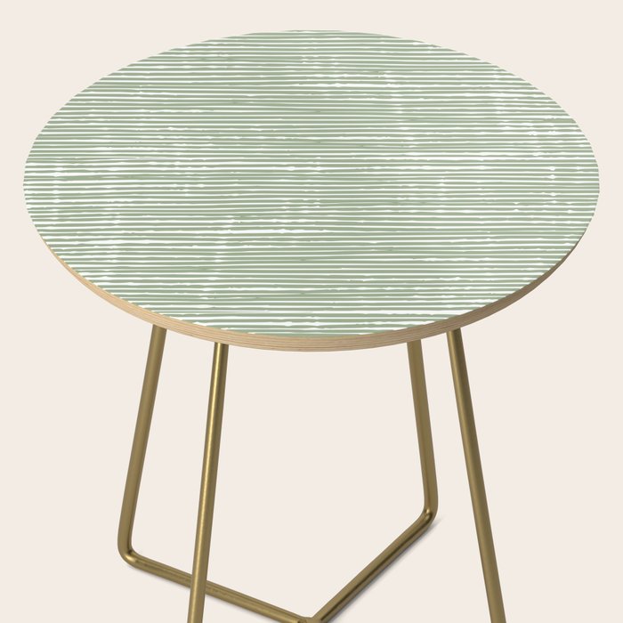 Abstract Stripes, Sage Green, Boho Wall Art Side Table Gallery Image 2