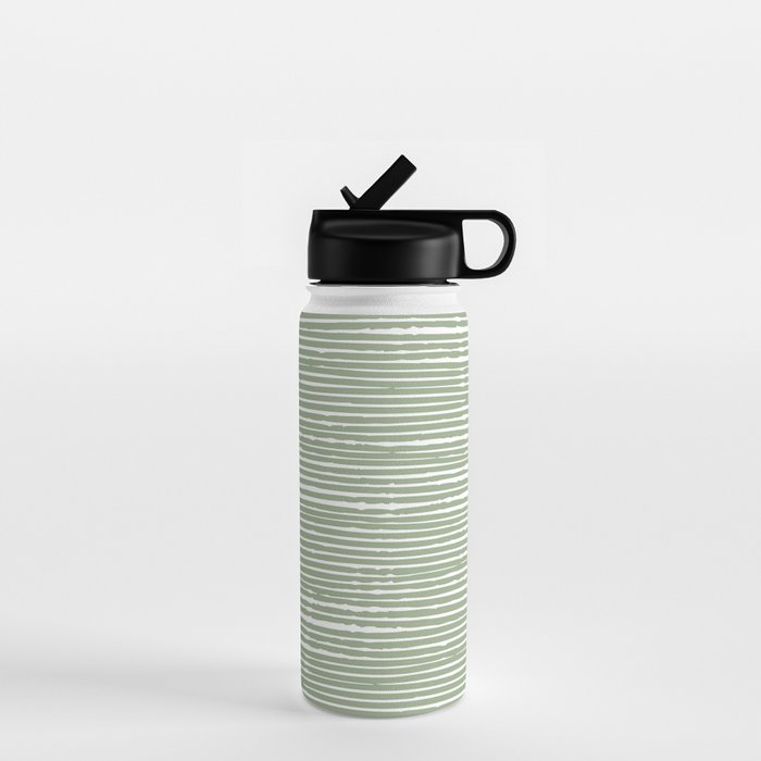 Abstract Stripes, Sage Green, Boho Wall Art Water Bottle Gallery Image 1