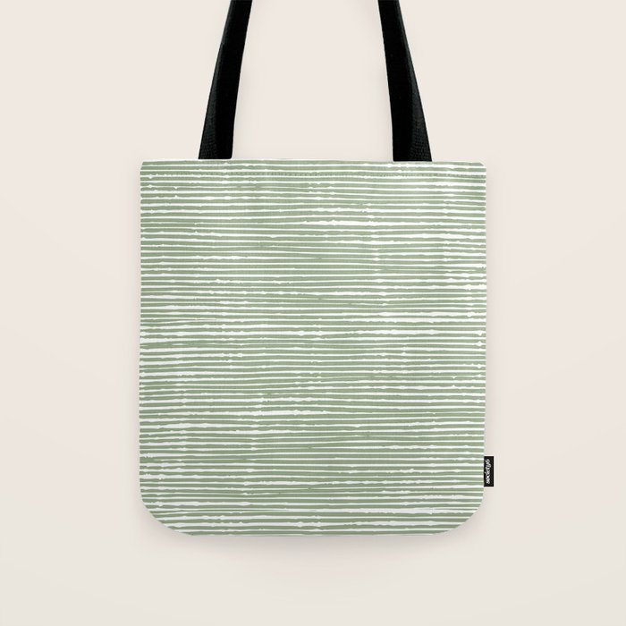 Abstract Stripes, Sage Green, Boho Wall Art Tote Bag Gallery Image 1