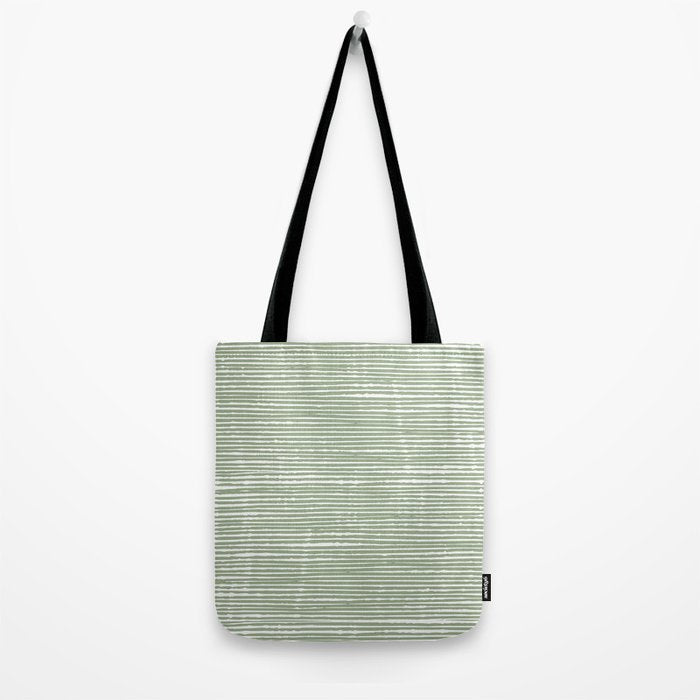 Abstract Stripes, Sage Green, Boho Wall Art Tote Bag Gallery Image 2