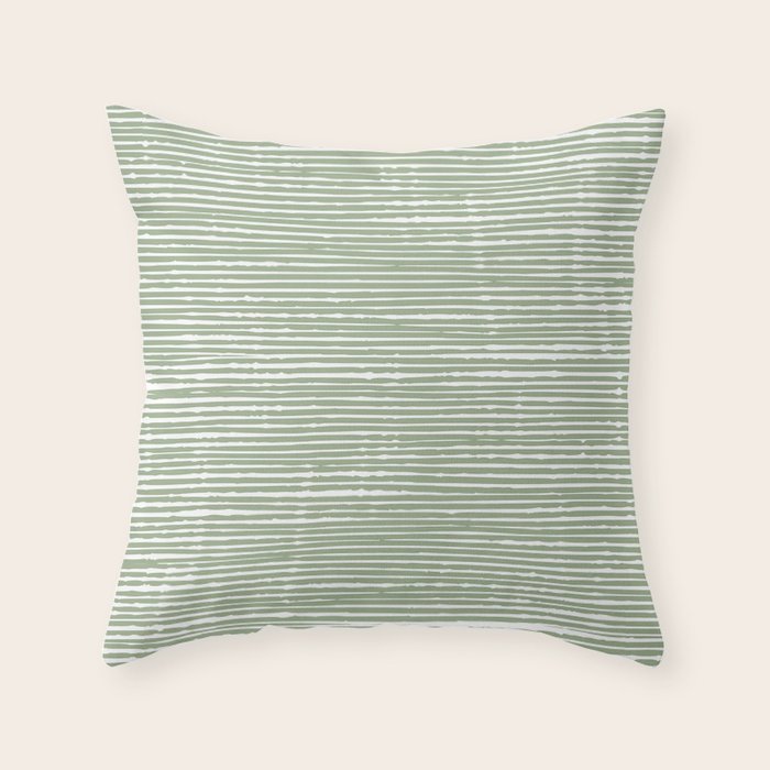 Abstract Stripes, Sage Green, Boho Wall Art Throw Pillow Gallery Image 6