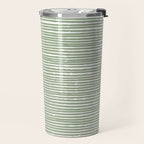 Abstract Stripes, Sage Green, Boho Wall Art Travel Mug Gallery Image 2