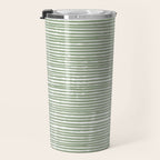 Abstract Stripes, Sage Green, Boho Wall Art Travel Mug Gallery Image 3