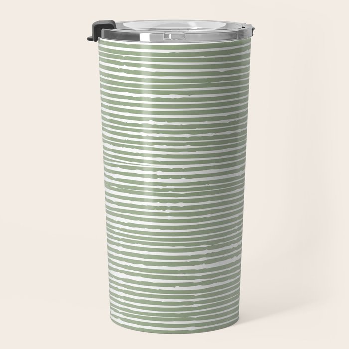 Abstract Stripes, Sage Green, Boho Wall Art Travel Mug Gallery Image 3