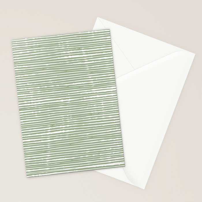Abstract Stripes, Sage Green, Boho Wall Art Stationery Card Gallery Image 2