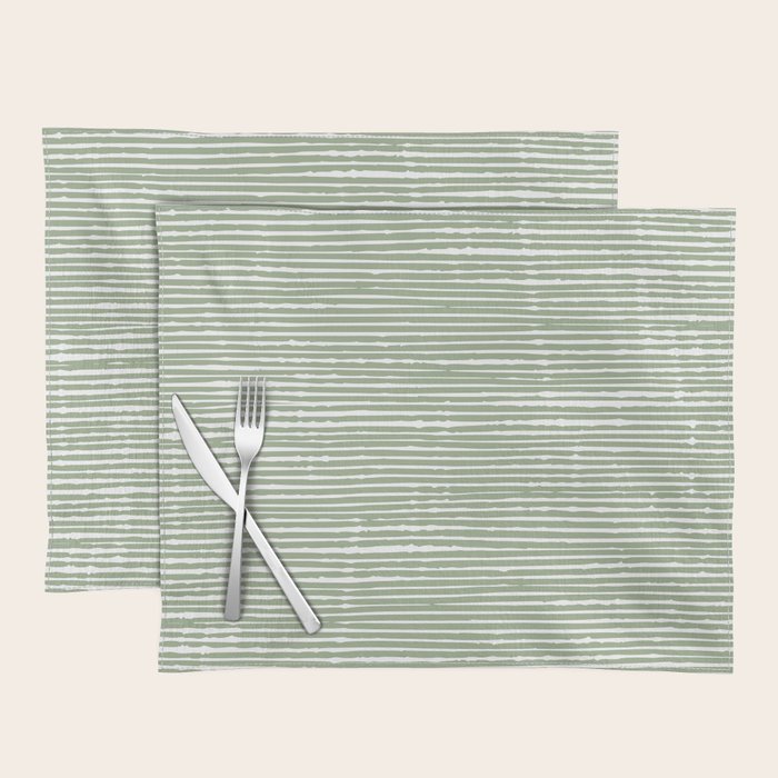 Abstract Stripes, Sage Green, Boho Wall Art Placemat Gallery Image 1
