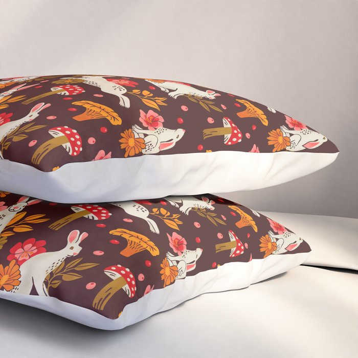 Bunnies and Shrooms Pattern Pillow Sham Gallery Image 3
