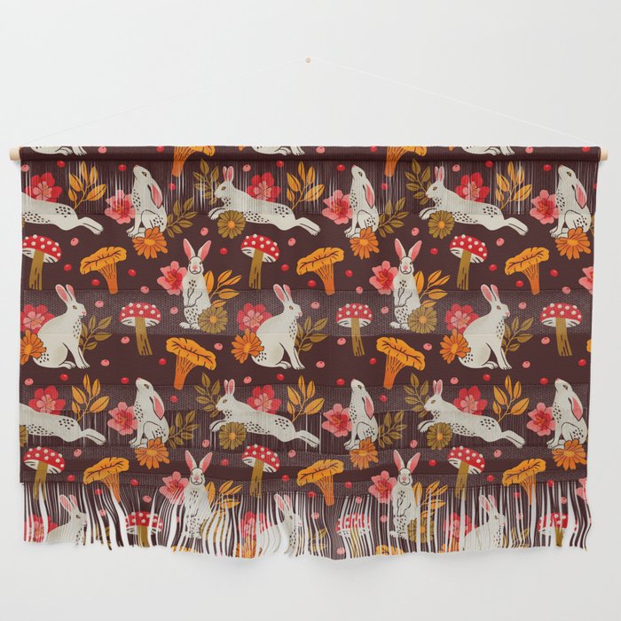 Bunnies and Shrooms Pattern Wall Hanging Gallery Image 1