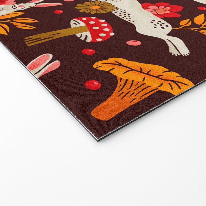 Bunnies and Shrooms Pattern Welcome Mat Gallery Image 2