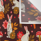 Bunnies and Shrooms Pattern Wall Tapestry Gallery Image 3