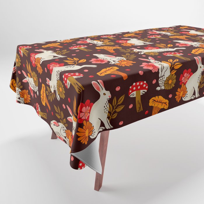 Bunnies and Shrooms Pattern Tablecloth Gallery Image 1