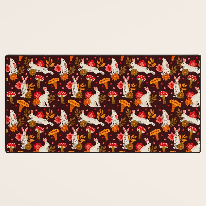 Bunnies and Shrooms Pattern Desk Mat Gallery Image 3