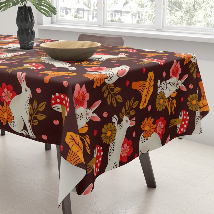 Bunnies and Shrooms Pattern Tablecloth Gallery Image 3