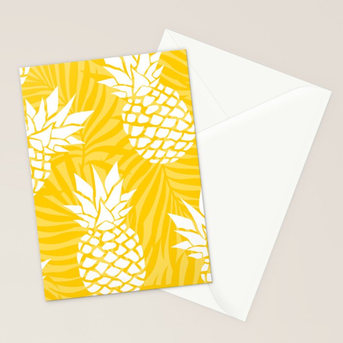 Bright Yellow, Summer, Pineapple Art Stationery Card Gallery Image 2