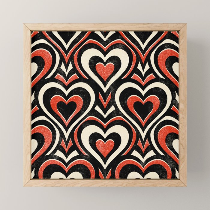 Sweethearts - red, black, and cream Mini Art Print Gallery Image 1