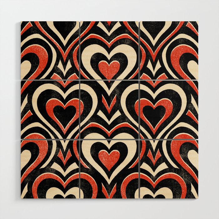 Sweethearts - red, black, and cream Wood Wall Art Gallery Image 1