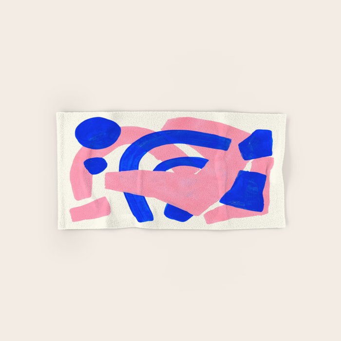 Blue Pink Fun Colorful Mid Century Modern Abstract Painting Shapes Pattern Towels Gallery Image 1
