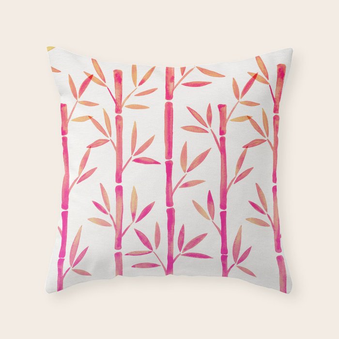 Bamboo Stems - Pink Palette Throw Pillow Gallery Image 6