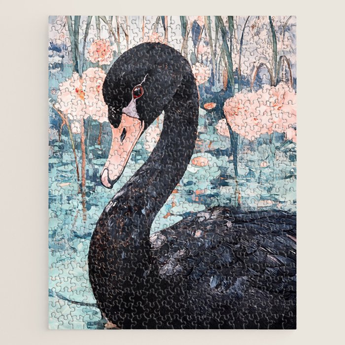 Black Swan Watercolor Jigsaw Puzzle Gallery Image 1