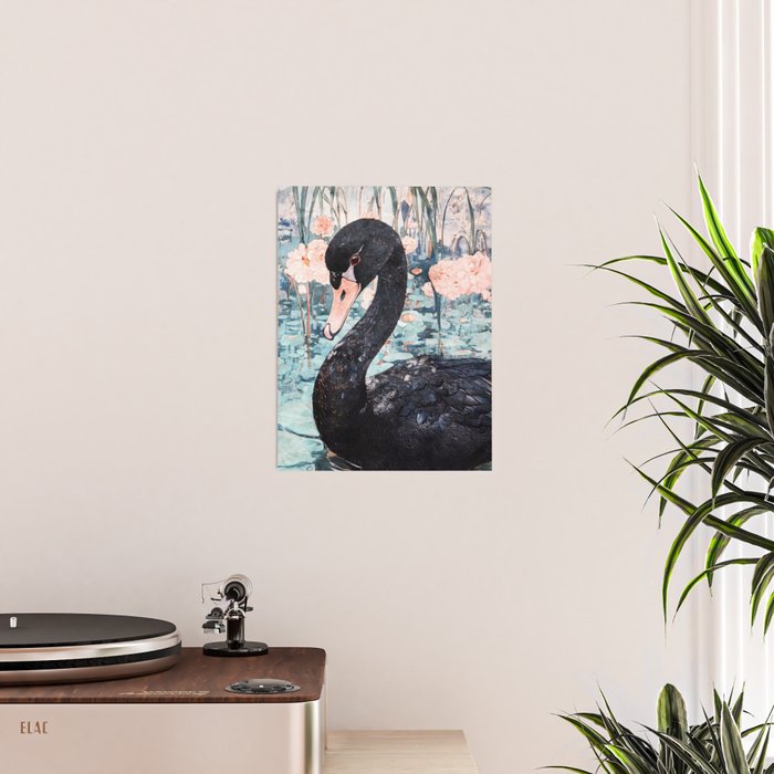 Black Swan Watercolor Poster Gallery Image 2